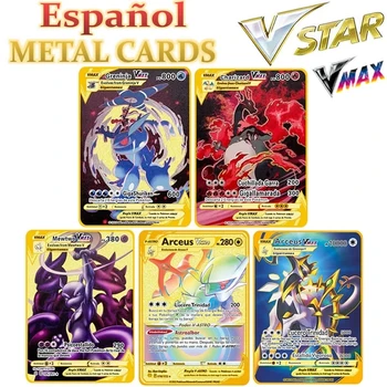 Cartas Pokémon Metal Cartas Pokémon Espanholas, Cartas Pokémon Espanholas  Originais, 27 peças, 54 peças - AliExpress